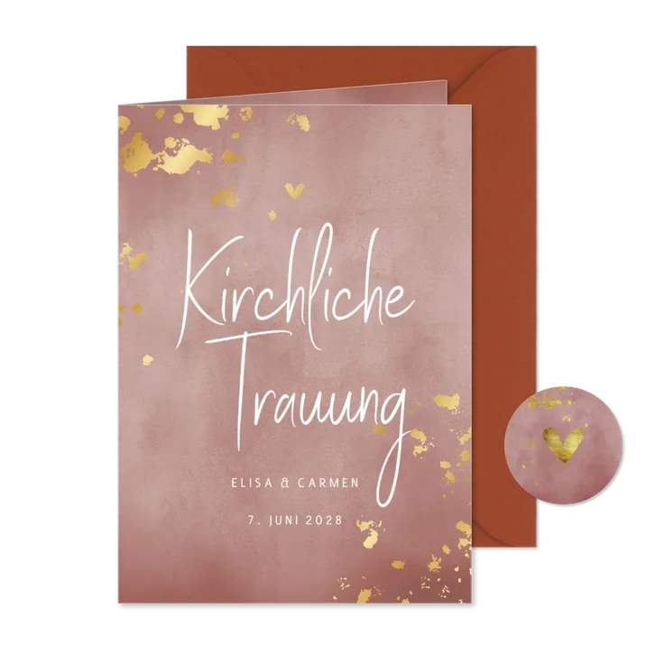 Modernes Hochzeits-Kirchenheft Goldtupfen