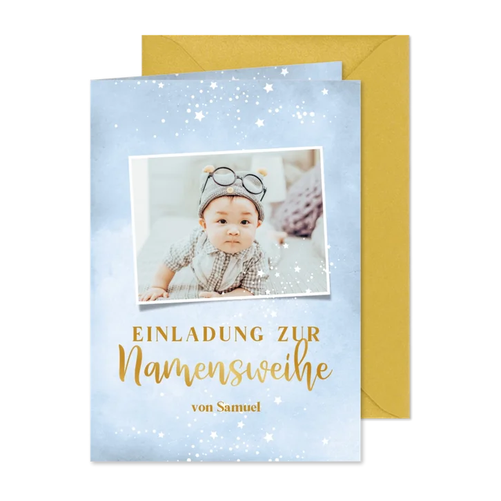 Namensweihe Einladung Sternenmuster Junge