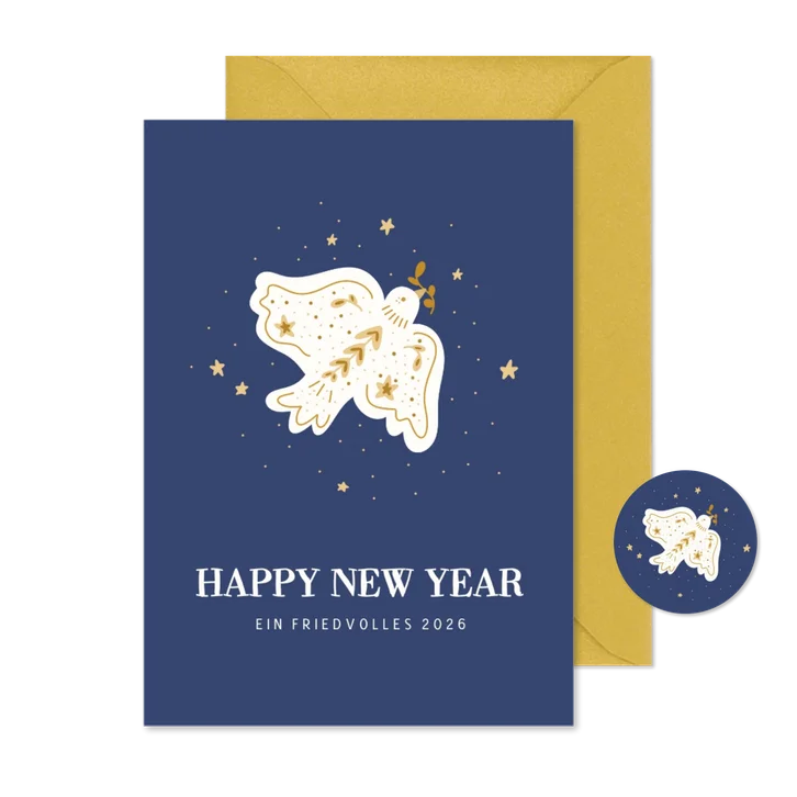 Neujahrsgrüße 'peace and love'