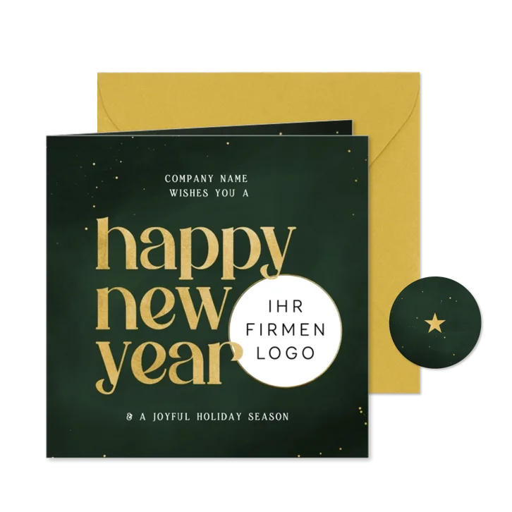 Neujahrskarte Englisch mit Logo für Unternehmen 