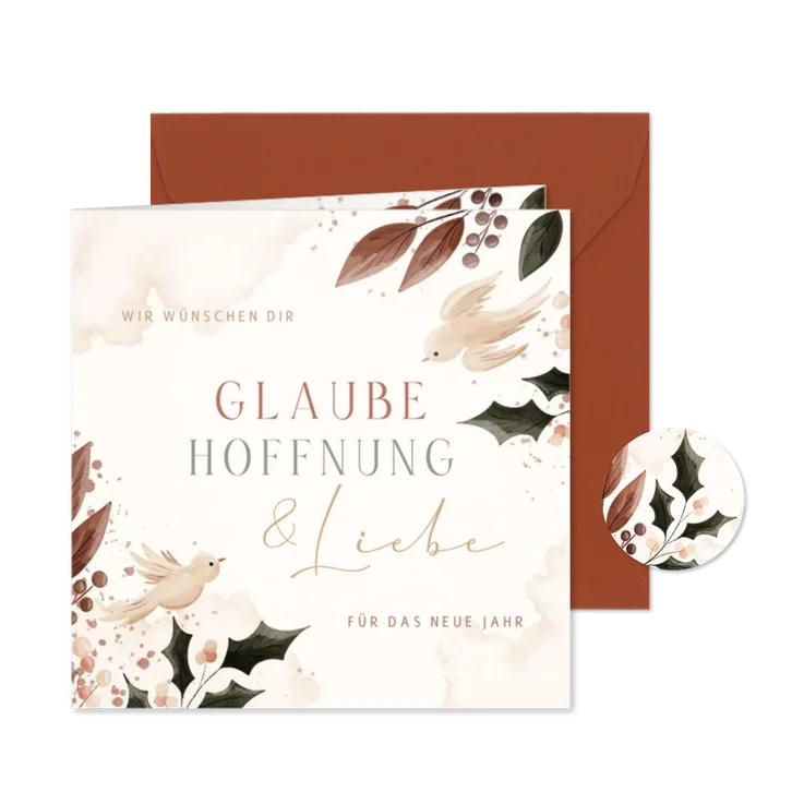 Neujahrskarte 'Glaube, Hoffnung & Liebe'