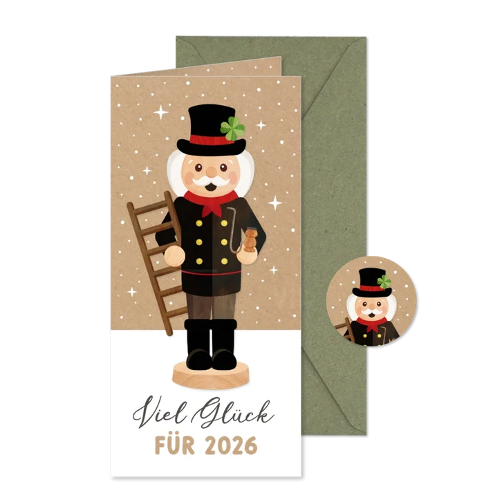 Neujahrskarte Schornsteinfeger Räuchermännchen