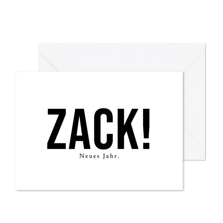 Neujahrskarte Spruch 'Zack! Neues Jahr.'