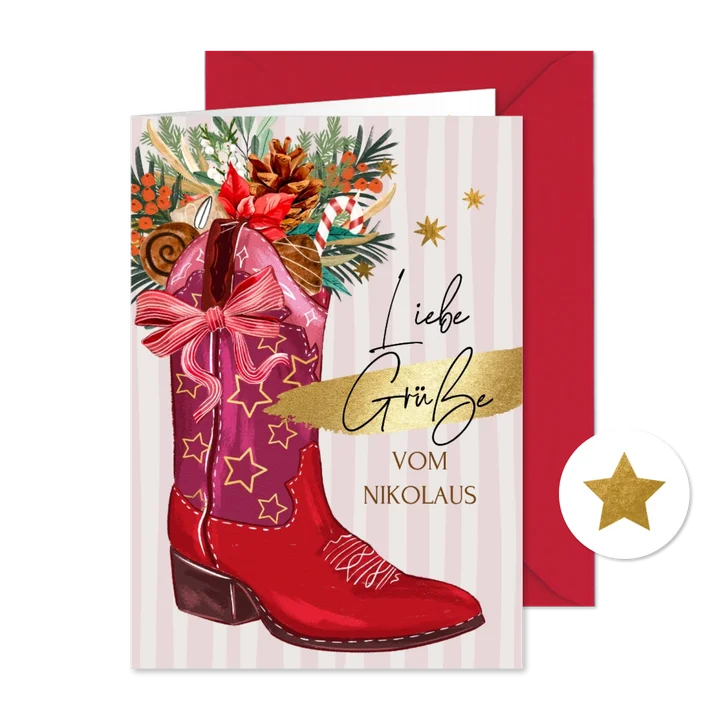 Nikolauskarte für Partner Cowboystiefel