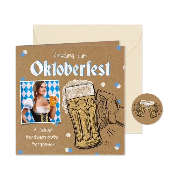 Oktoberfest-Karte Einladung Foto & Bier