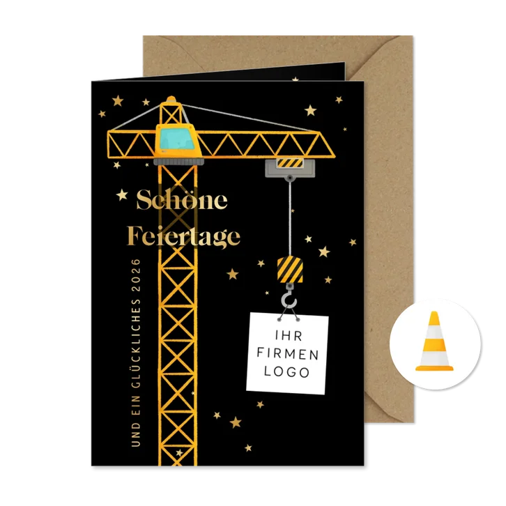 Originelle Firmen-Weihnachtskarte Baukran 