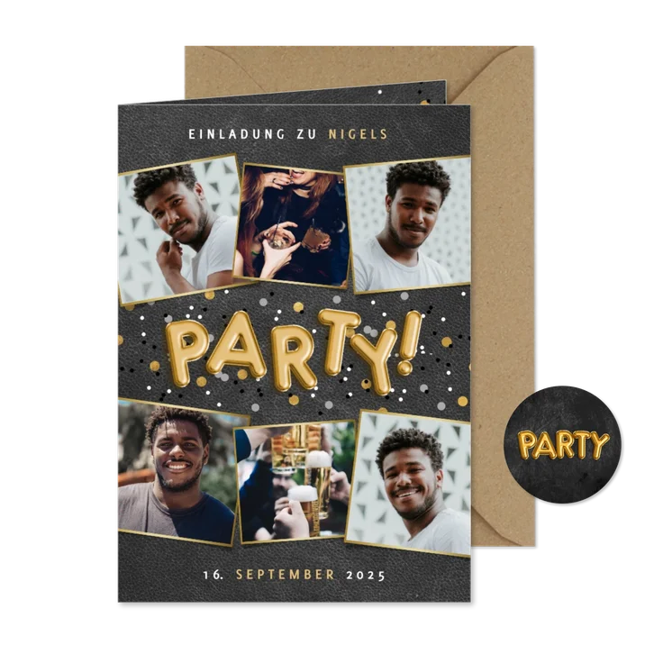 Partyeinladung Fotocollage Mann