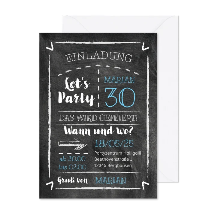 Partyeinladung Kreidetafel