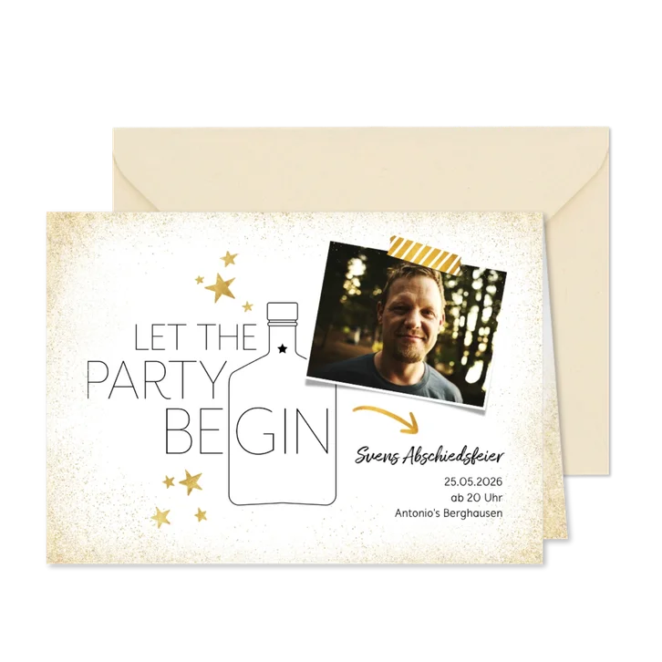 Partyeinladung Let the party begin mit Foto