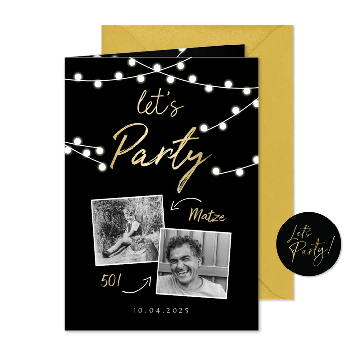 Partyeinladung Let's Party mit Fotos
