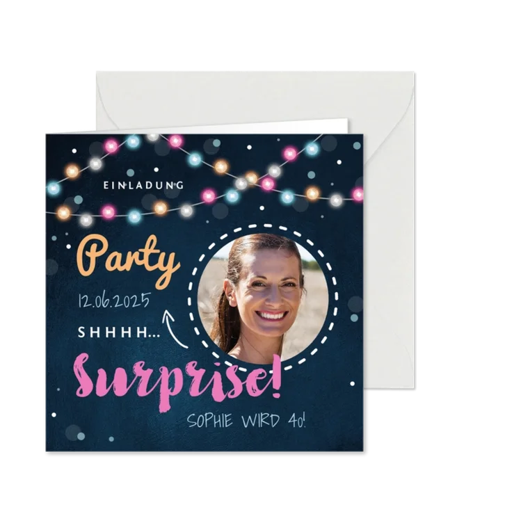 Partyeinladung Surpriseparty mit Foto