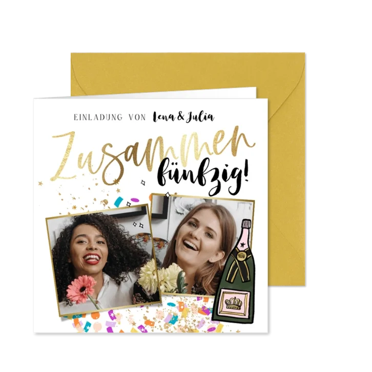 Partyeinladung Zusammen 50 mit Fotos
