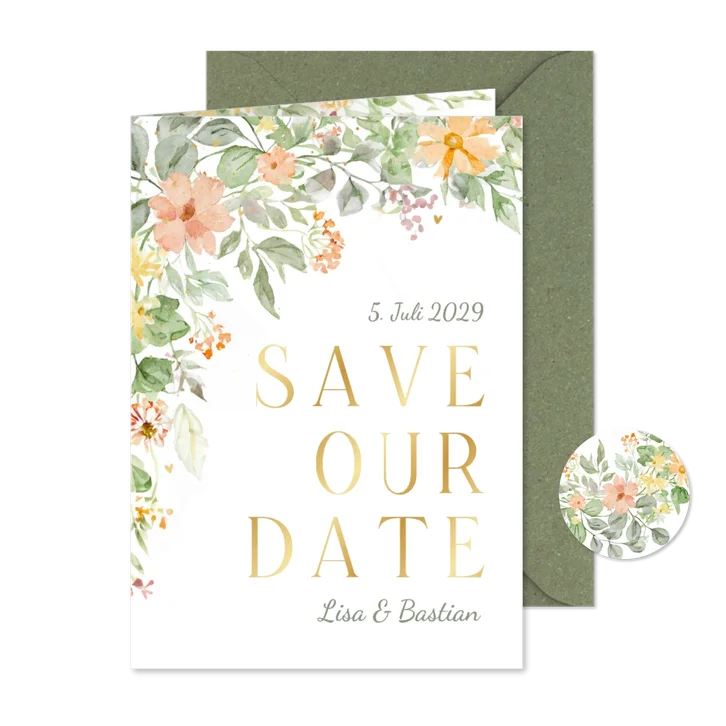 Save-Our-Date zur Hochzeit romantische Blumenranken