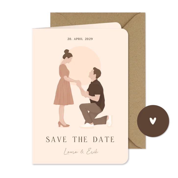Save the Date Heiratsantrag illustriertes Paar