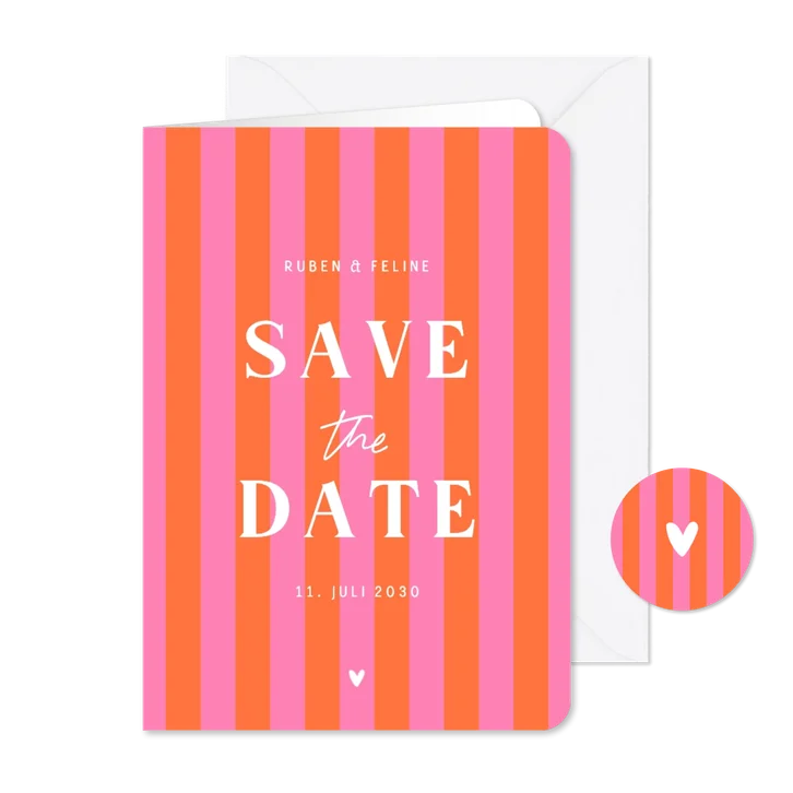 Save the Date Hochzeitskarte gestreift Colorblocking