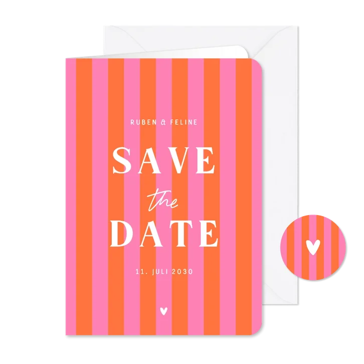 Save the Date Hochzeitskarte gestreift Colorblocking