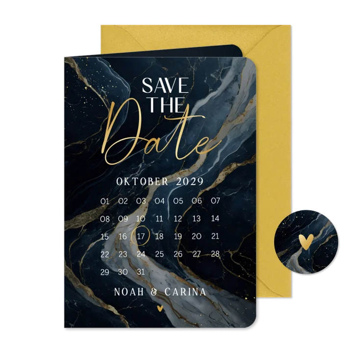 Save-The-Date-Karte dunkler Marmor
