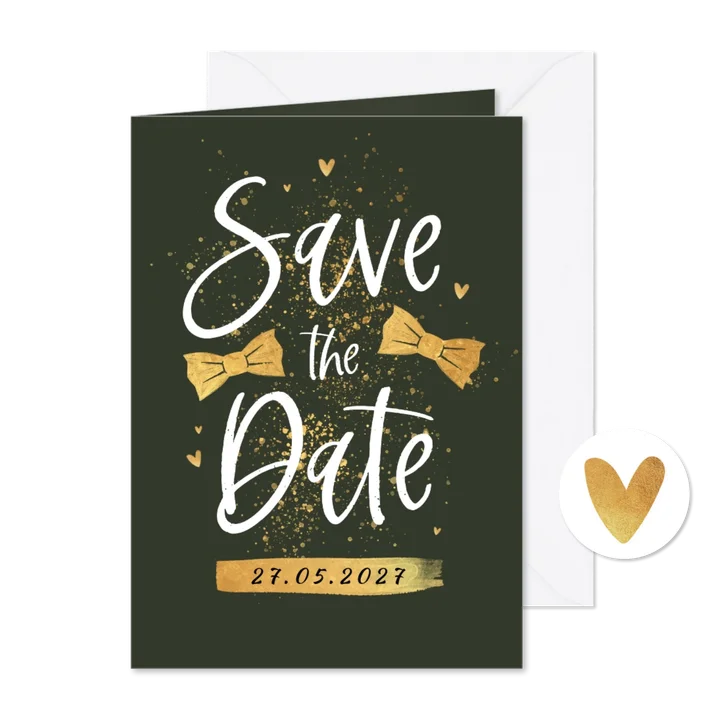 Save-the-Date-Karte Fliegen in Goldlook