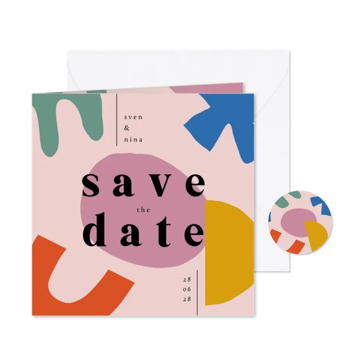 Save-the-Date-Karte Hochzeit 'Colourful Modern Art'