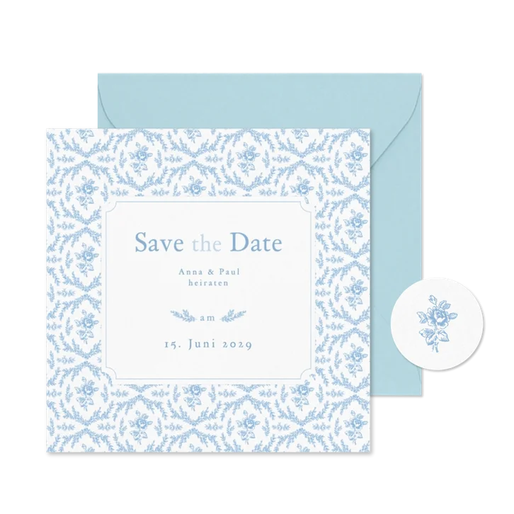 Save-the-Date-Karte Hochzeit englische Rose romantisch