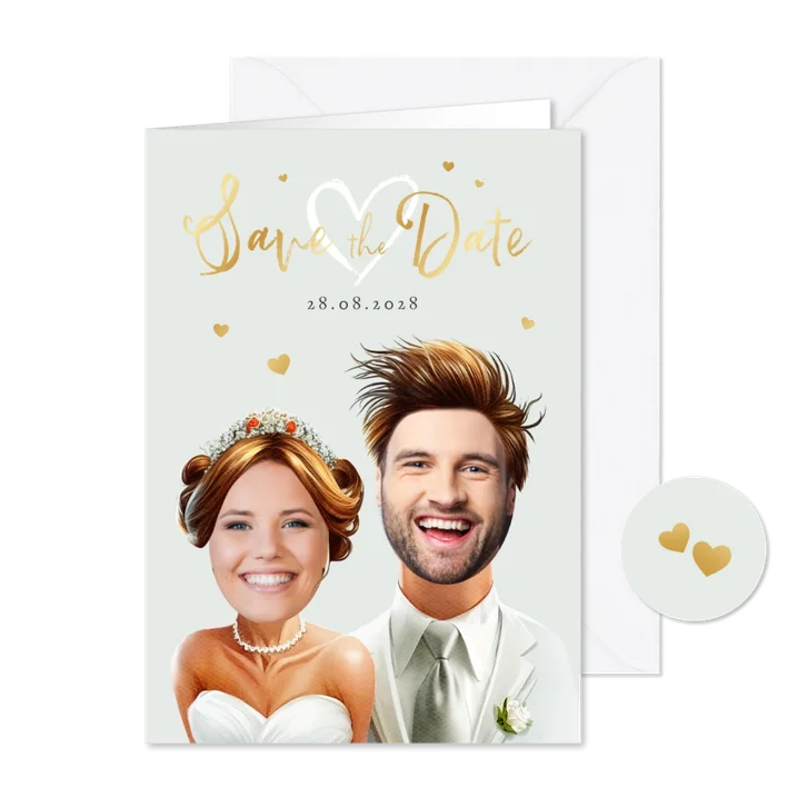 Save-the-Date-Karte lustige Porträts