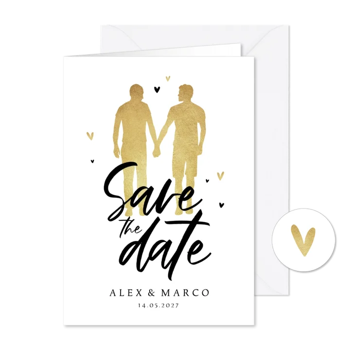 Save-the-Date-Karte Männer in Silhouette