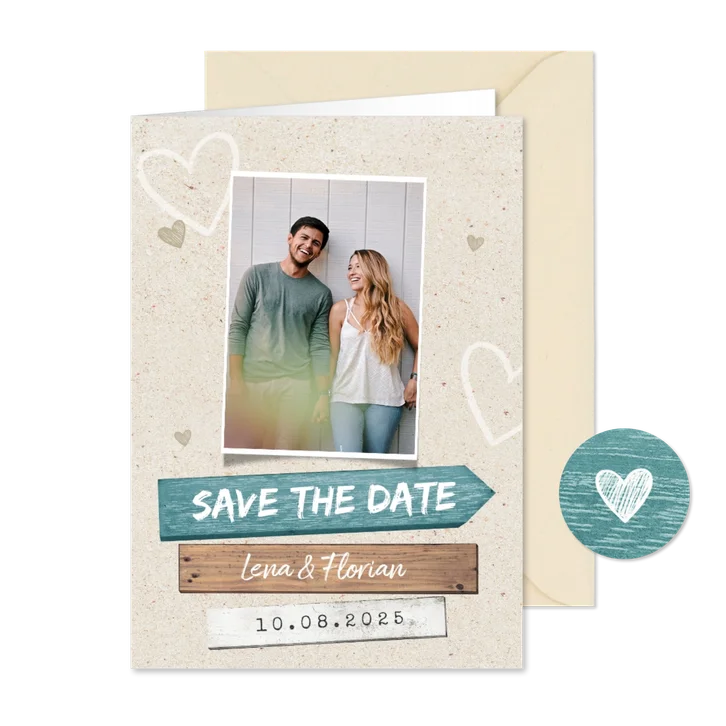 Save-the-Date-Karte Wegweiser Sommerfeeling