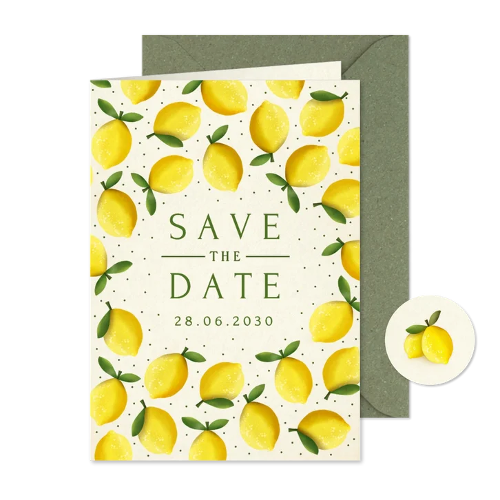 Save the Date Karte Zitronen Sommer Hochzeit