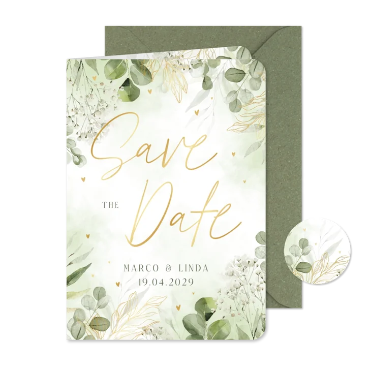 Save-The-Date-Karte zur Hochzeit Aquarellzweige