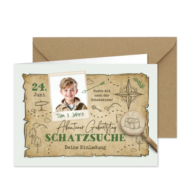 Schatzsuche Kindergeburtstag Einladung Foto