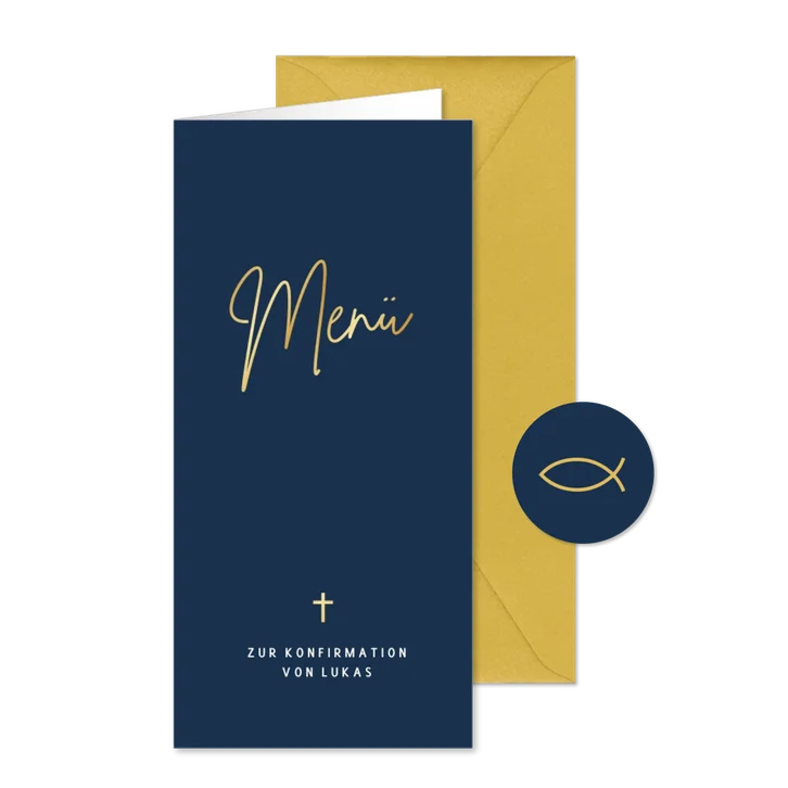 Schlichte Menükarte zur Konfirmation