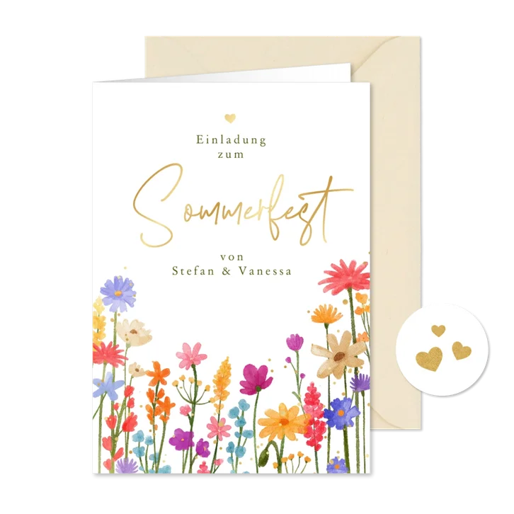 Sommerfest-Einladungskarte Blumenwiese