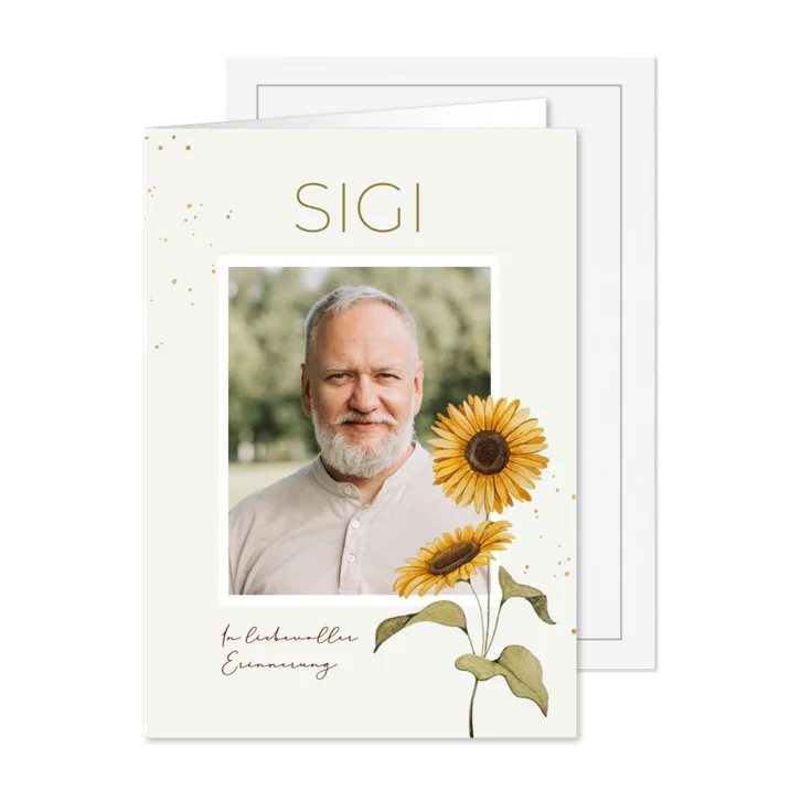 Sterbebild Foto mit Sonnenblume