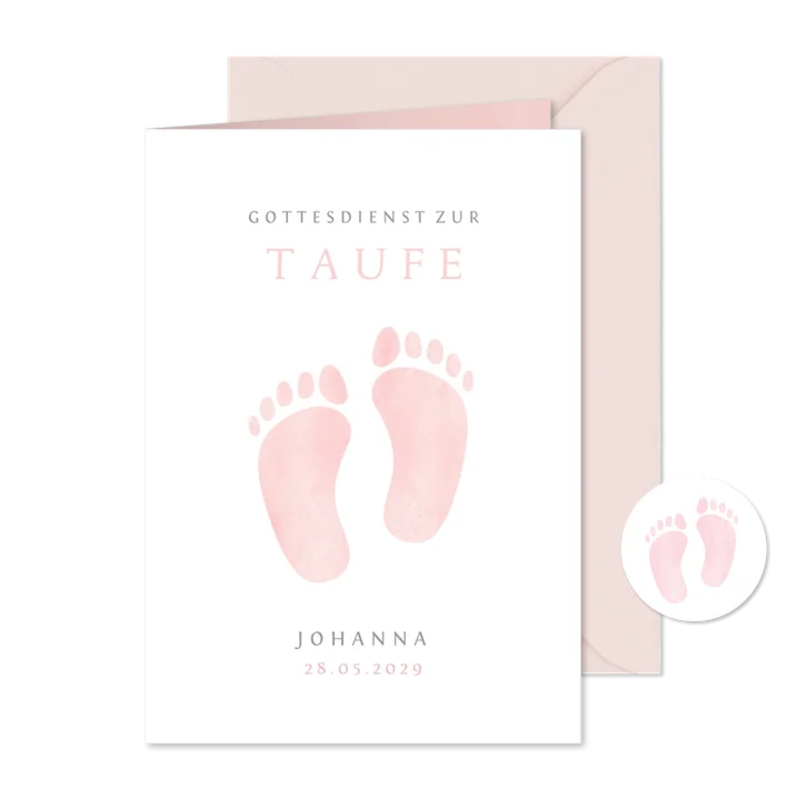 Taufheft rosa Fußabdrücke