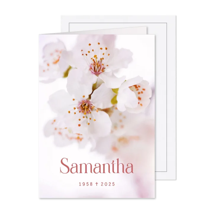 Trauerfeier Einladungskarte Kirschblüten rosa