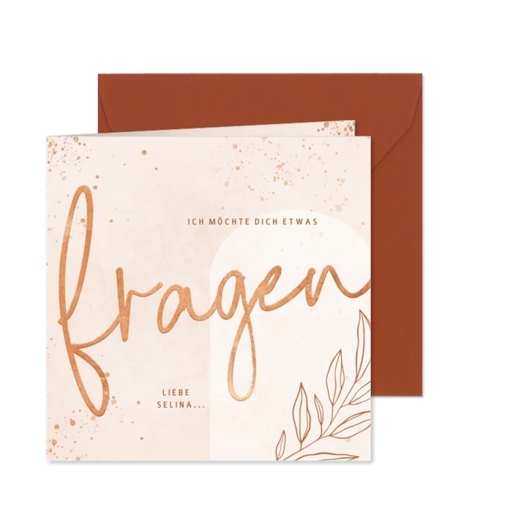 Trauzeugin Karte rosé filigraner Zweig