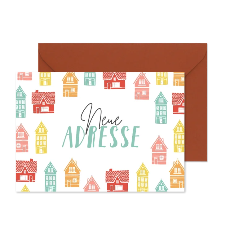 Umzugskarte bunte Häuser