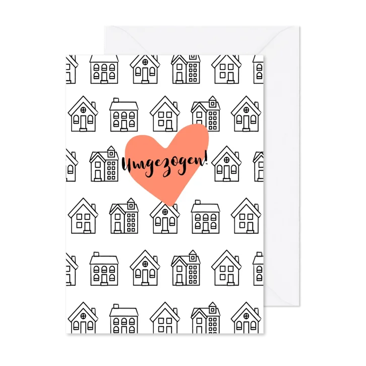 Umzugskarte Häuser schwarzweiß