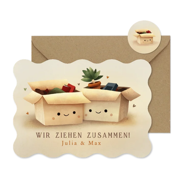 Umzugskarte Umzugskartons mit Smiley