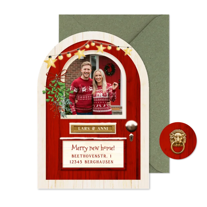 Umzugskarte Weihnachten Tür Bogenkarte Foto