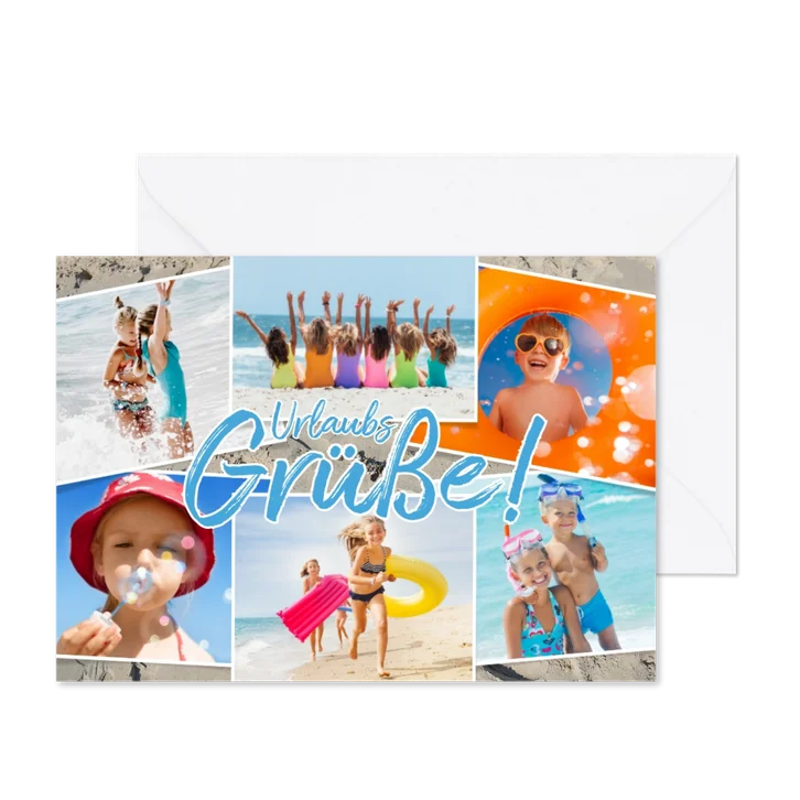 Urlaubs-Grußkarte mit sechs Fotos