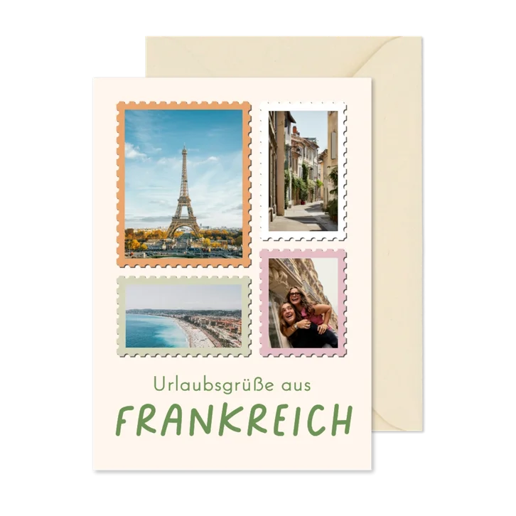 Urlaubskarte Briefmarken Fotorahmen Collage