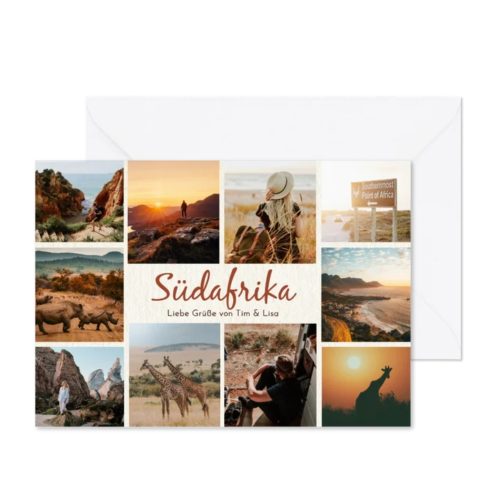 Urlaubskarte Fotocollage Südafrika Safari