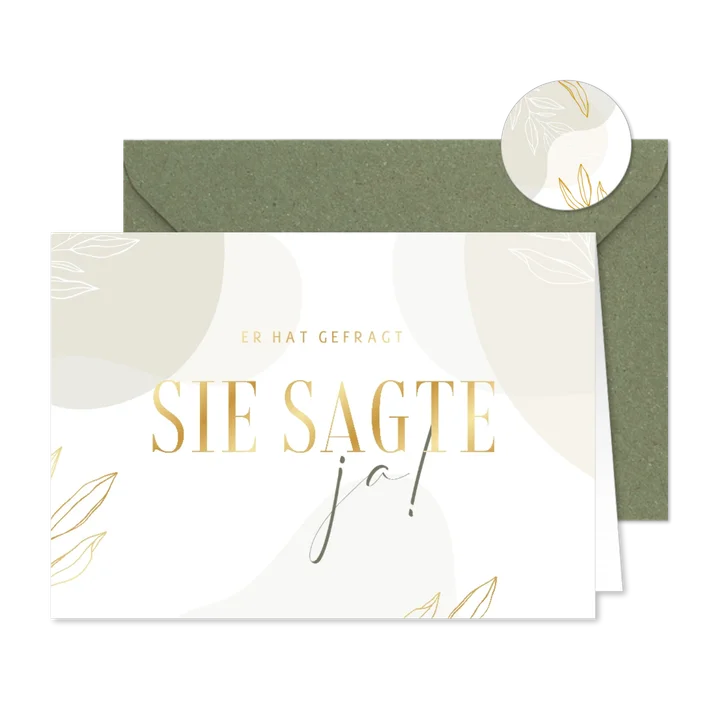 Verlobungskarte 'Sie sagte ja!' elegant & abstrakt