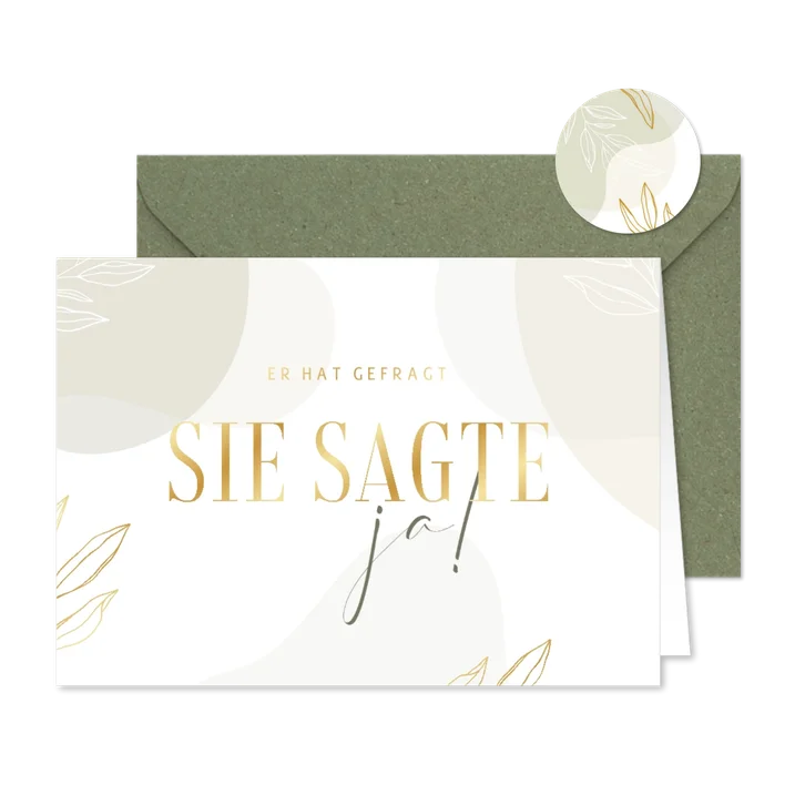 Verlobungskarte 'Sie sagte ja!' elegant & abstrakt