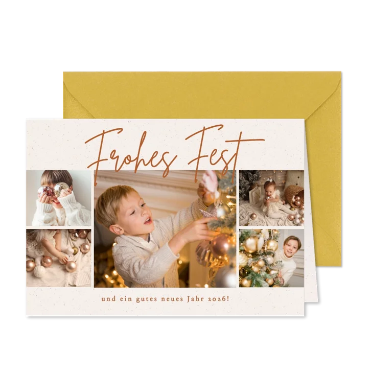 Weihnachtliche Fotocollage Frohes Fest mit 5 Fotos