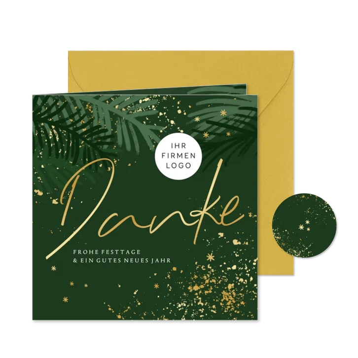 Weihnachts-Dankeskarte Geschäftspartner Goldschrift