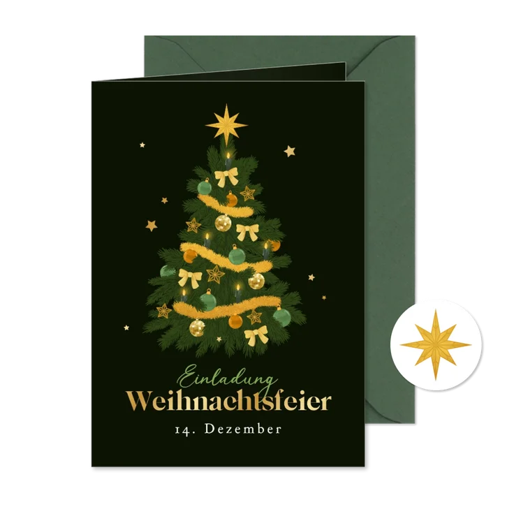 Weihnachtsfeier Einladung Firma Tannenbaum