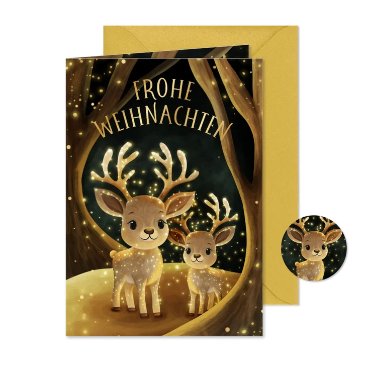 Weihnachtsgrüße Rentiere funkelnde Lichter