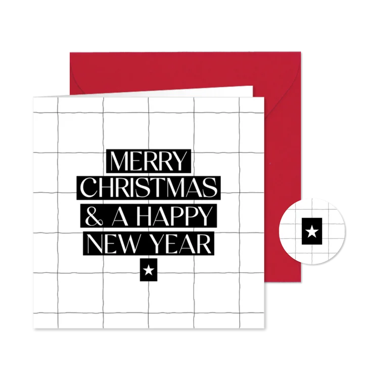 Weihnachtsgrüße schwarz-weiß karierte Karte